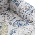 Set of 2 Accent Armchairs with Turned Legs in Blue, Beige, and Grey