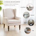 Set of 2 Accent Armchairs with Turned Legs in Blue, Beige, and Grey