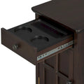 Retro-Inspired Living Room Side Table with USB Ports, Multifunctional Drawer, and Cup Holders