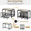 Contemporary 5-Piece Space-Saving Bar Table Set with Table and Stools
