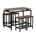 Contemporary 5-Piece Space-Saving Bar Table Set with Table and Stools