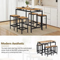 Contemporary 5-Piece Space-Saving Bar Table Set with Table and Stools
