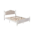 Queen Size Upholstered Bed with Headboard and Footboard, Featuring Dual Bed Rail Support Feet and Central Platform Support