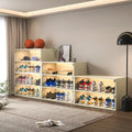 LED-Illuminated Glass Door Shoe Storage Cabinet for Sneakers