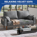 Moasis 56-Inch Velvet Tufted Loveseat Sofa with Button-Detail Seat and Convenient Side Storage Pocket