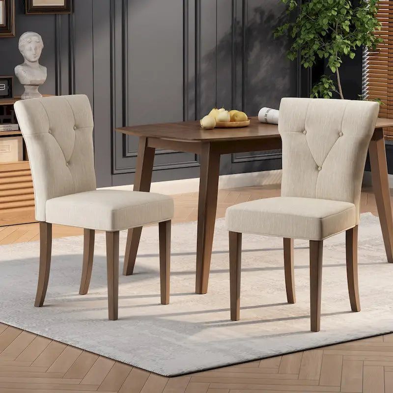 Set of 2 Chastin Farmhouse Upholstered Dining Chairs in Rubberwood by Christopher Knight Home
