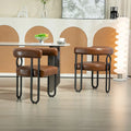 Set of 2 Contemporary PU Fabric Upholstered Barrel Accent Chairs - Stylish Dining and Living Room Armchairs