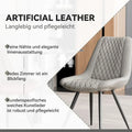 Set of 2 Leather Dining Chairs with Metal Legs