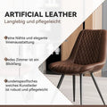 Set of 2 Leather Dining Chairs with Metal Legs