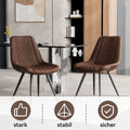 Set of 2 Leather Dining Chairs with Metal Legs