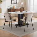 Set of 2 Retro Linen Dining Chairs with Bentwood Backs and Metal Legs