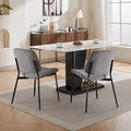 Set of 2 Retro Linen Dining Chairs with Bentwood Backs and Metal Legs