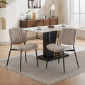 Set of 2 Retro Linen Dining Chairs with Bentwood Backs and Metal Legs