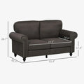 HOMCOM 61-Inch Mid-Century Modern Loveseat Sofa - Stylish 2-Seater Couch with Nailhead Trim and Rolled Arms, Upholstered in Fabric