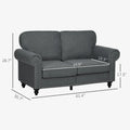 HOMCOM 61-Inch Mid-Century Modern Loveseat Sofa - Stylish 2-Seater Couch with Nailhead Trim and Rolled Arms, Upholstered in Fabric