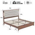 King Size Upholstered Bed Frame with Integrated Charging Station